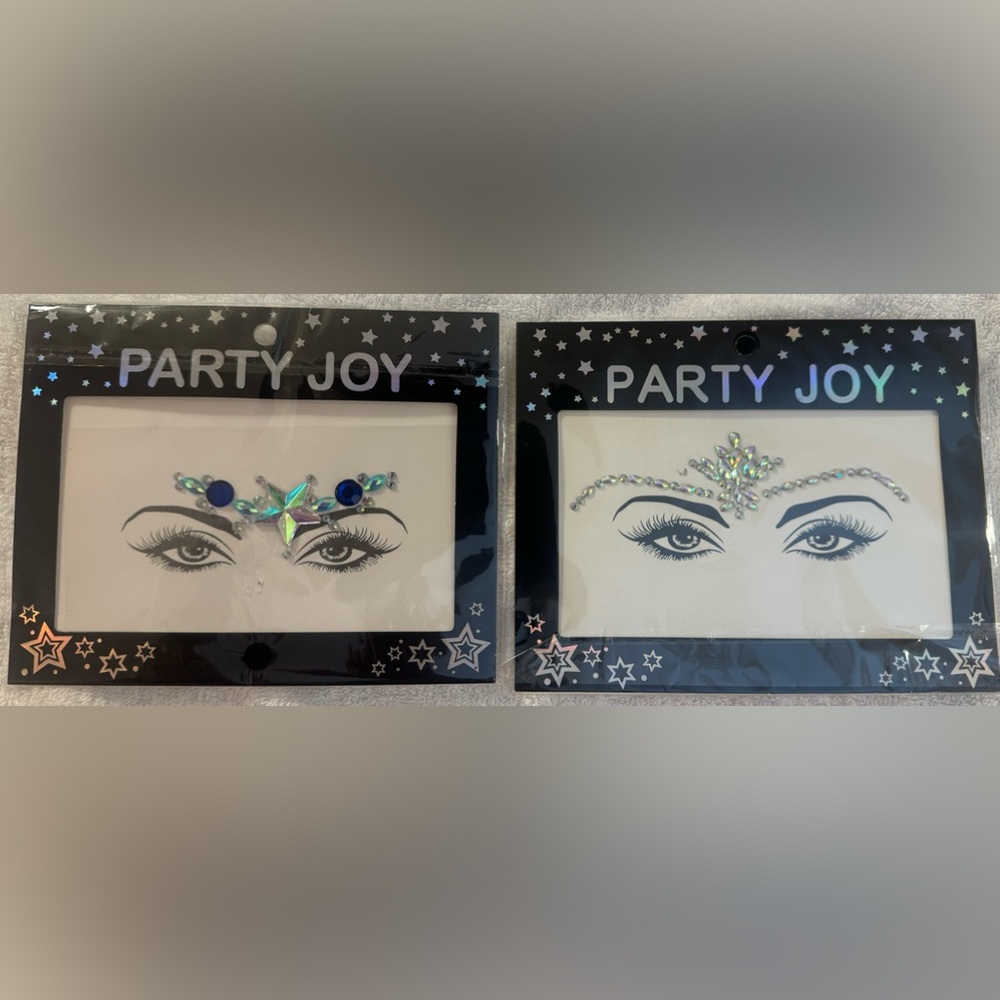 2 Party Joy Decorative Self Adhesive Body Face Nail belly Jewelry new in package